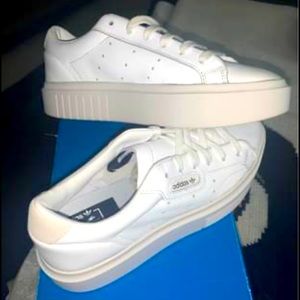 White/nude platform adidas